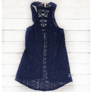 Speechless High Low All Lace Navy Blue Vest